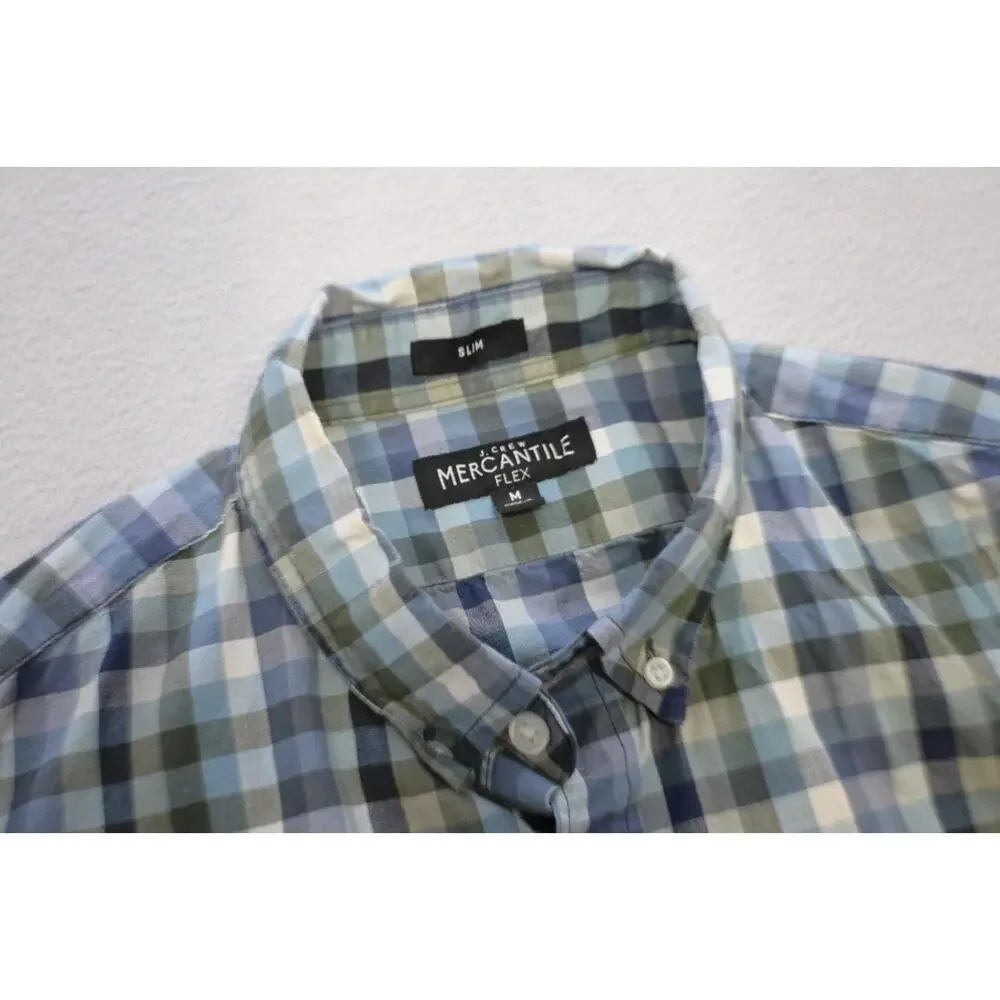 J Crew Mercantile Flex Slim Fit Dress‎ Shirt Plaid Button Up Mens Size Medium